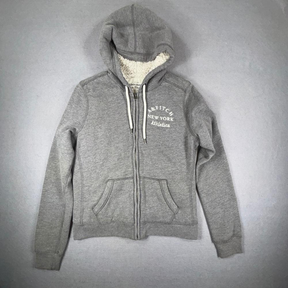 Abercrombie & Fitch Sherpa Lined Zip Hoodie Women's Large Y2K Fleece